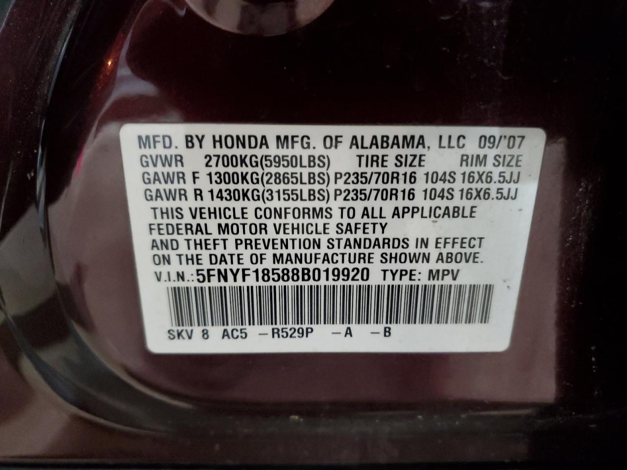 Honda Pilot Exl Image 11