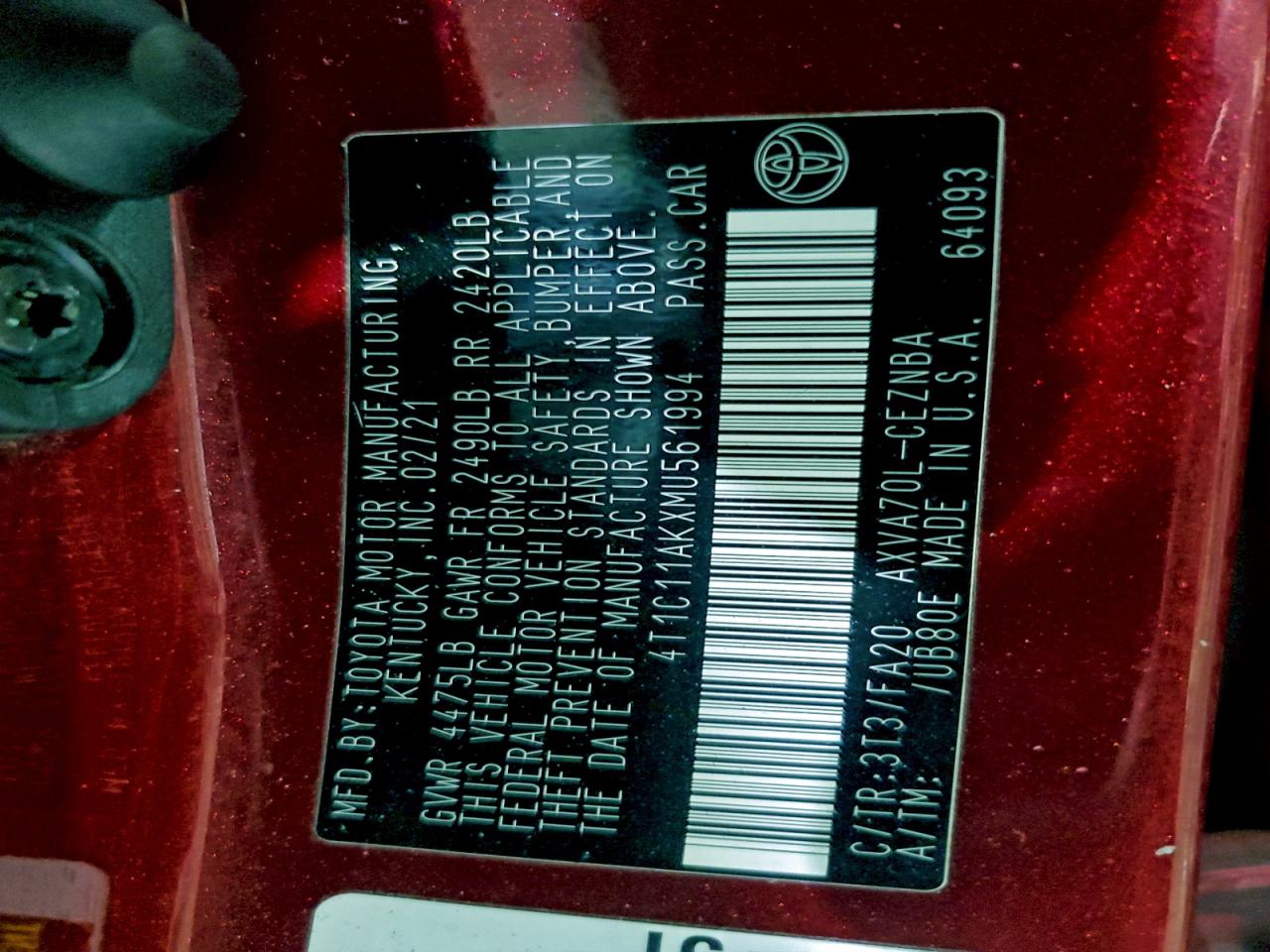 Toyota Camry Le Image 10