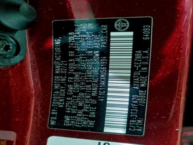 Toyota Camry Le Image 10